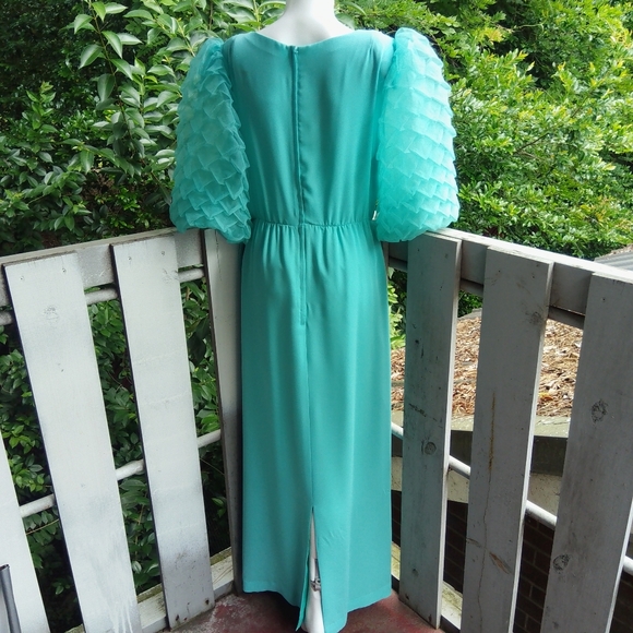 Vintage 60s 1970s Cottage Retro Glam Puff Sleeve Maxi Dress - Picture 3 of 14
